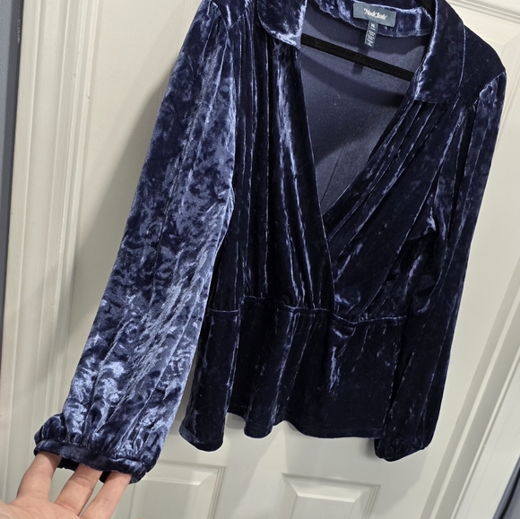 Modcloth Velvet Wrap Blouse - Deep Blue - Picture 3 of 4